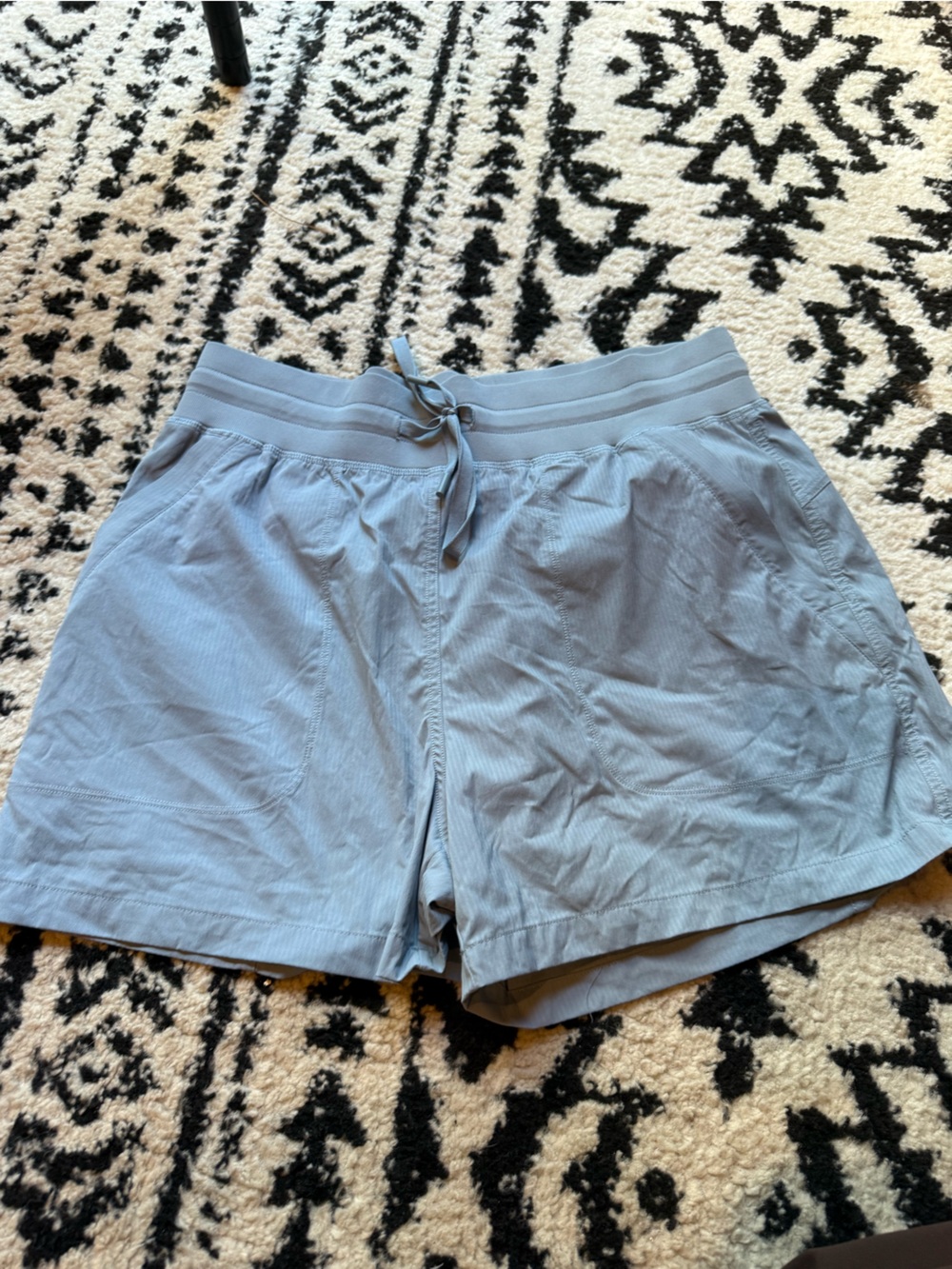 Women's Light Blue Drawstring Waist Shorts